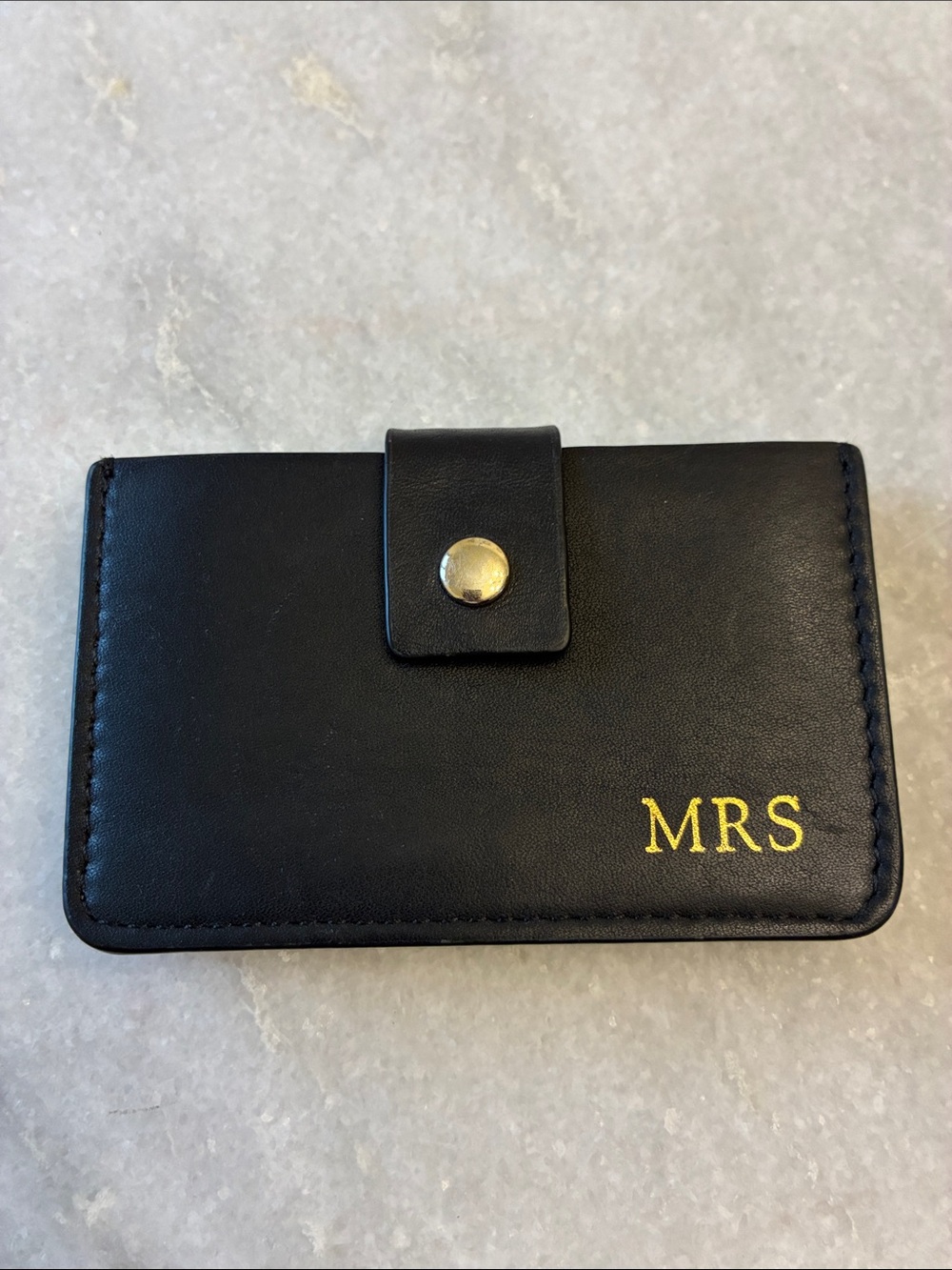 Mark & Graham Black Monogrammed Card Holder Wallet - "MRS"